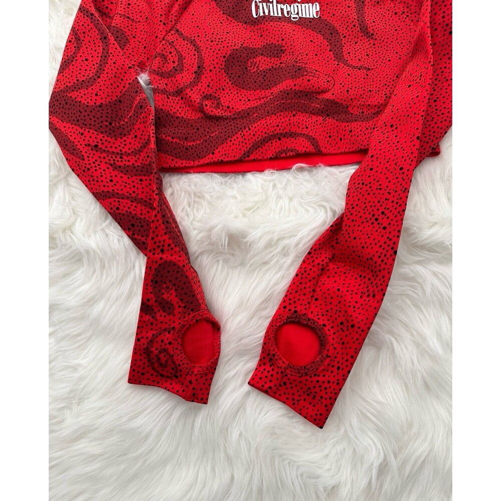 Civil Regime Red Chaos Kelly Seamless Long Sleeve Crop Top Size XS - Picture 5 of 8